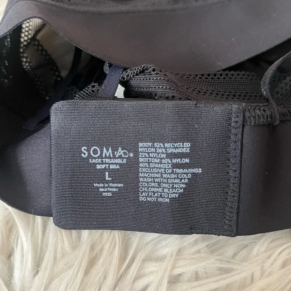 {Soma} Triangle Bralette with Lace in Black - Womens Large - NWT - Picture 12 of 13